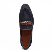 Pisa Italian Suede Hand-Woven Loafers in Navy by Zelli Italia