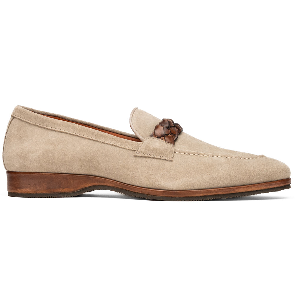 Pisa Italian Suede Hand-Woven Loafers in Stone by Zelli Italia