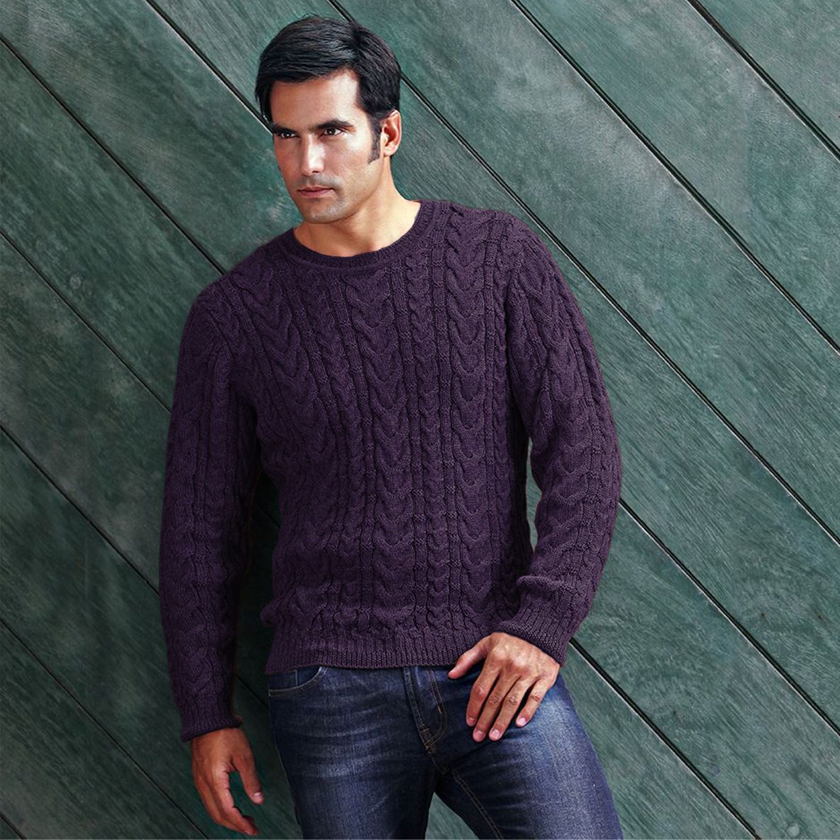 Baby Alpaca Cable Knit Crew Neck Sweater (Choice of Colors) by Peru Unlimited