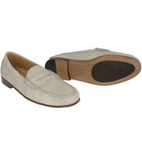 Preston Washed Calfskin Penny Loafer in Grey by T.B. Phelps