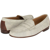 Preston Washed Calfskin Penny Loafer in Grey by T.B. Phelps