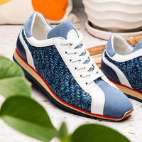 Ripi Hand Woven Italian Calfskin Sneaker in Blue by Zelli Italia