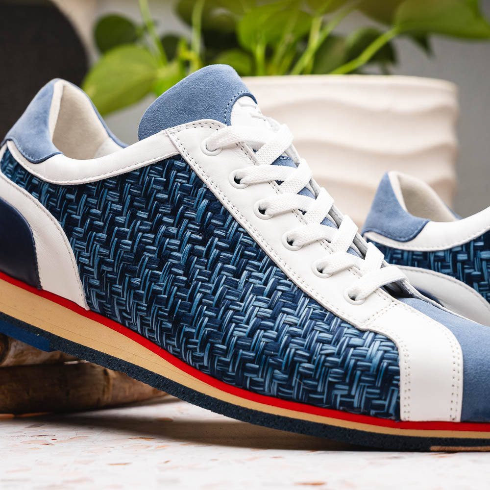 Ripi Hand Woven Italian Calfskin Sneaker in Blue by Zelli Italia