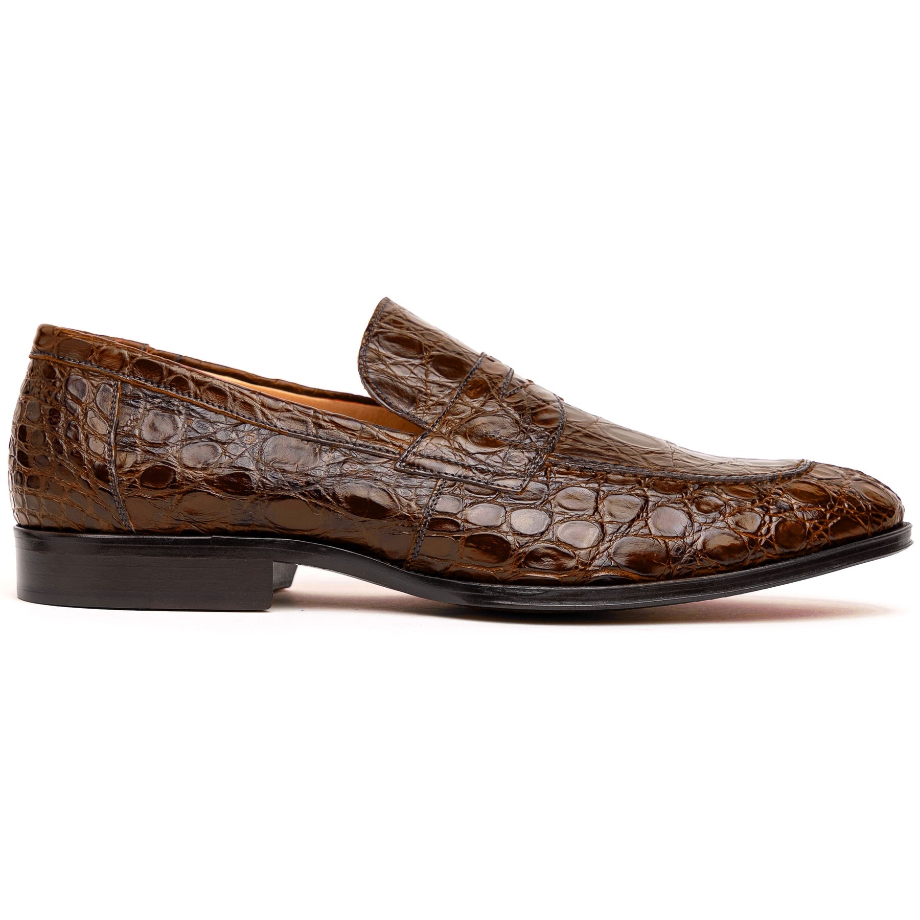 Roma Crocodile Penny Loafer in Cognac by Zelli Italia