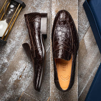 Roma Crocodile Penny Loafer in Nicotine (Size 10 1/2) by Zelli Italia