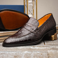 Roma Crocodile Penny Loafer in Nicotine (Size 10 1/2) by Zelli Italia
