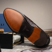 Roma Crocodile Penny Loafer in Nicotine (Size 10 1/2) by Zelli Italia