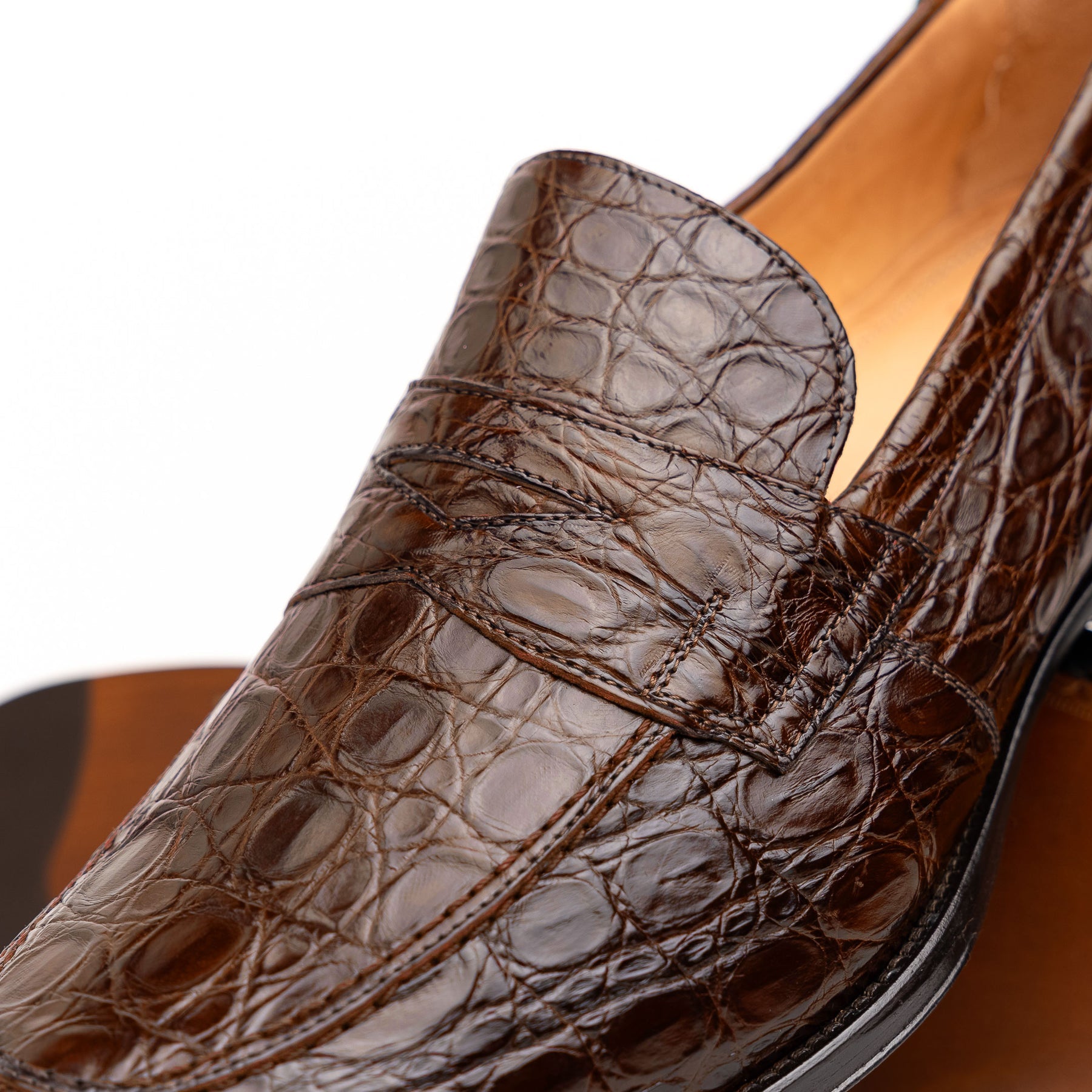 Roma Crocodile Penny Loafer in Cognac by Zelli Italia