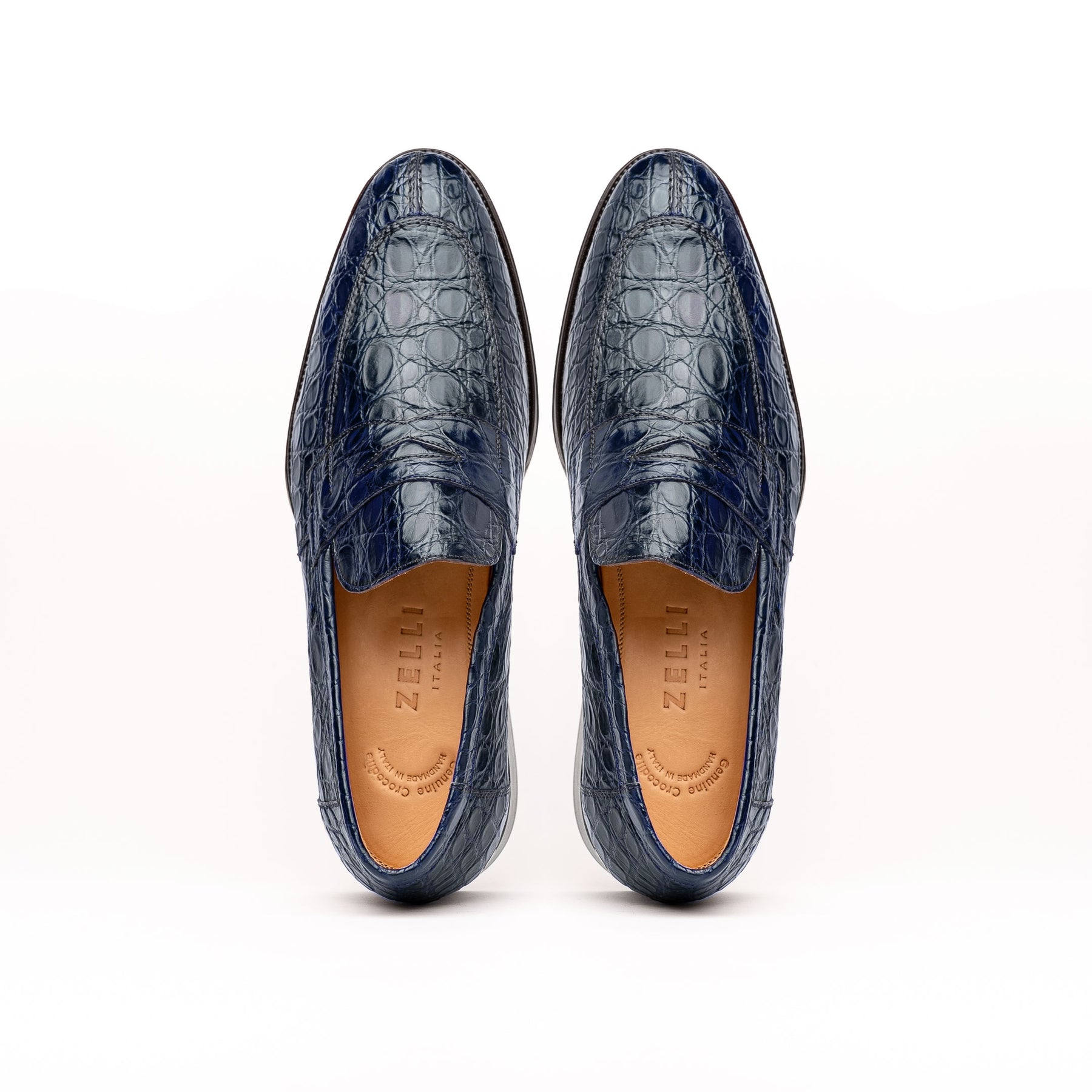 Roma Crocodile Penny Loafer in Navy by Zelli Italia