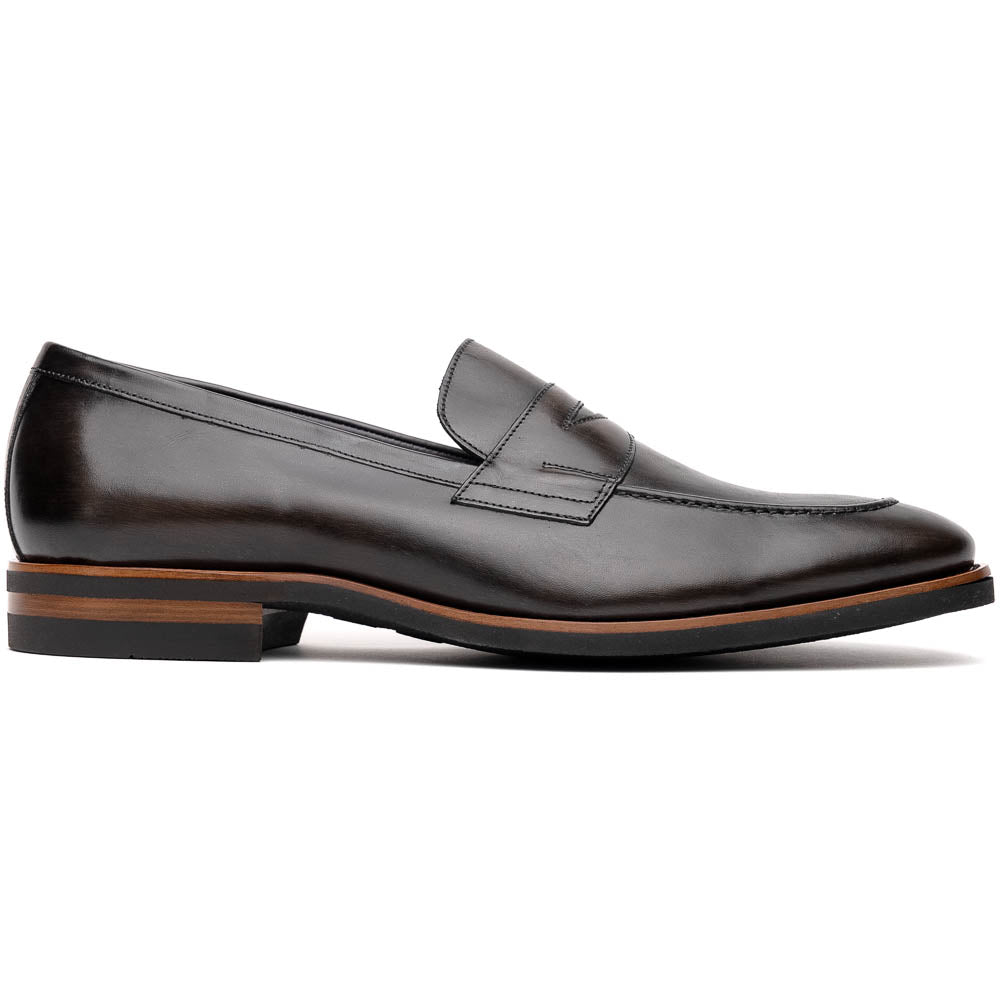 Roma Hand Burnished Italian Calfskin Penny Loafer in Grey by Zelli Italia