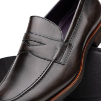 Roma Hand Burnished Italian Calfskin Penny Loafer in Grey by Zelli Italia