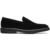 Roma Country Italian Suede Penny Loafer in Black by Zelli Italia