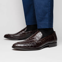 Roma Crocodile Penny Loafer in Nicotine (Size 10 1/2) by Zelli Italia