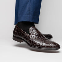 Roma Crocodile Penny Loafer in Nicotine (Size 10 1/2) by Zelli Italia