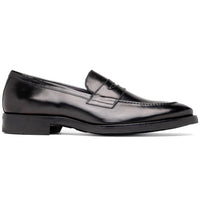 Roma Hand Burnished Calfskin Penny Loafer in Black by Zelli Italia