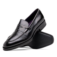 Roma Hand Burnished Calfskin Penny Loafer in Black by Zelli Italia