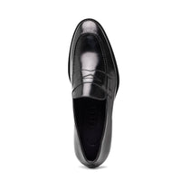 Roma Hand Burnished Calfskin Penny Loafer in Black by Zelli Italia