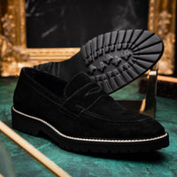 Roma Country Italian Suede Penny Loafer in Black by Zelli Italia