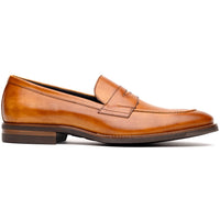 Roma Hand Burnished Italian Calfskin Penny Loafer in Camel by Zelli Italia