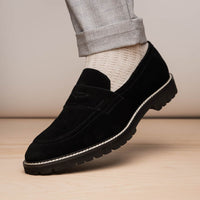 Roma Country Italian Suede Penny Loafer in Black by Zelli Italia