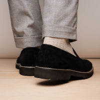 Roma Country Italian Suede Penny Loafer in Black by Zelli Italia