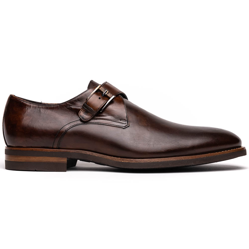 Roman Italian Calfskin Monk Strap Shoe in Chestnut by Zelli Italia