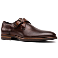 Roman Italian Calfskin Monk Strap Shoe in Chestnut by Zelli Italia