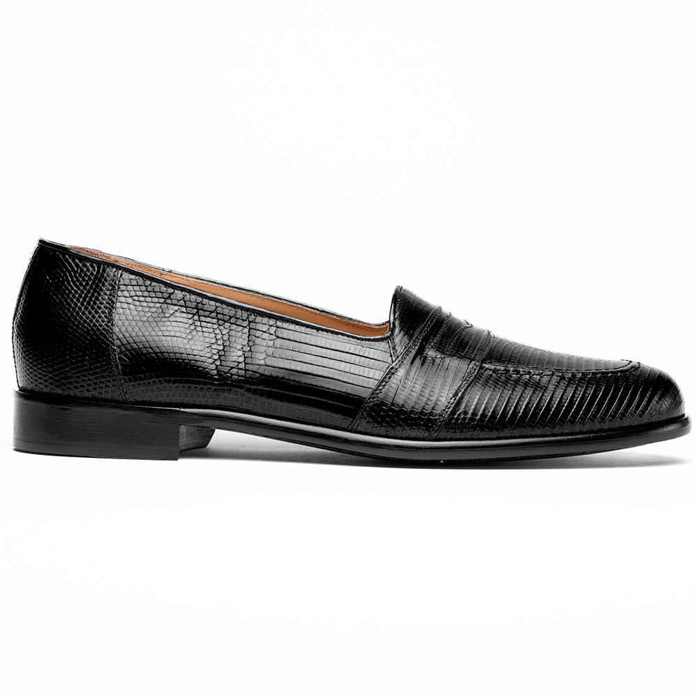 Rossi Teju Lizard Penny Loafer in Black by Zelli Italia