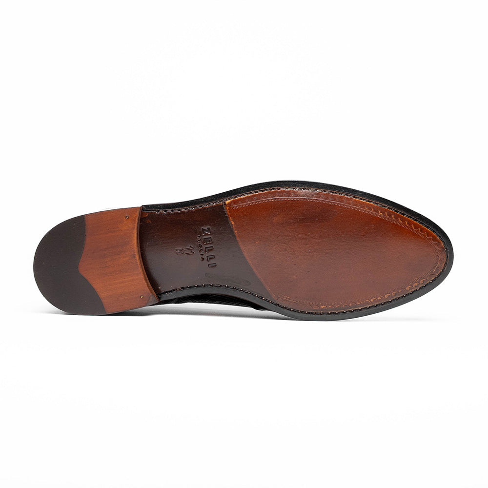 Rossi Teju Lizard Penny Loafer in Black by Zelli Italia