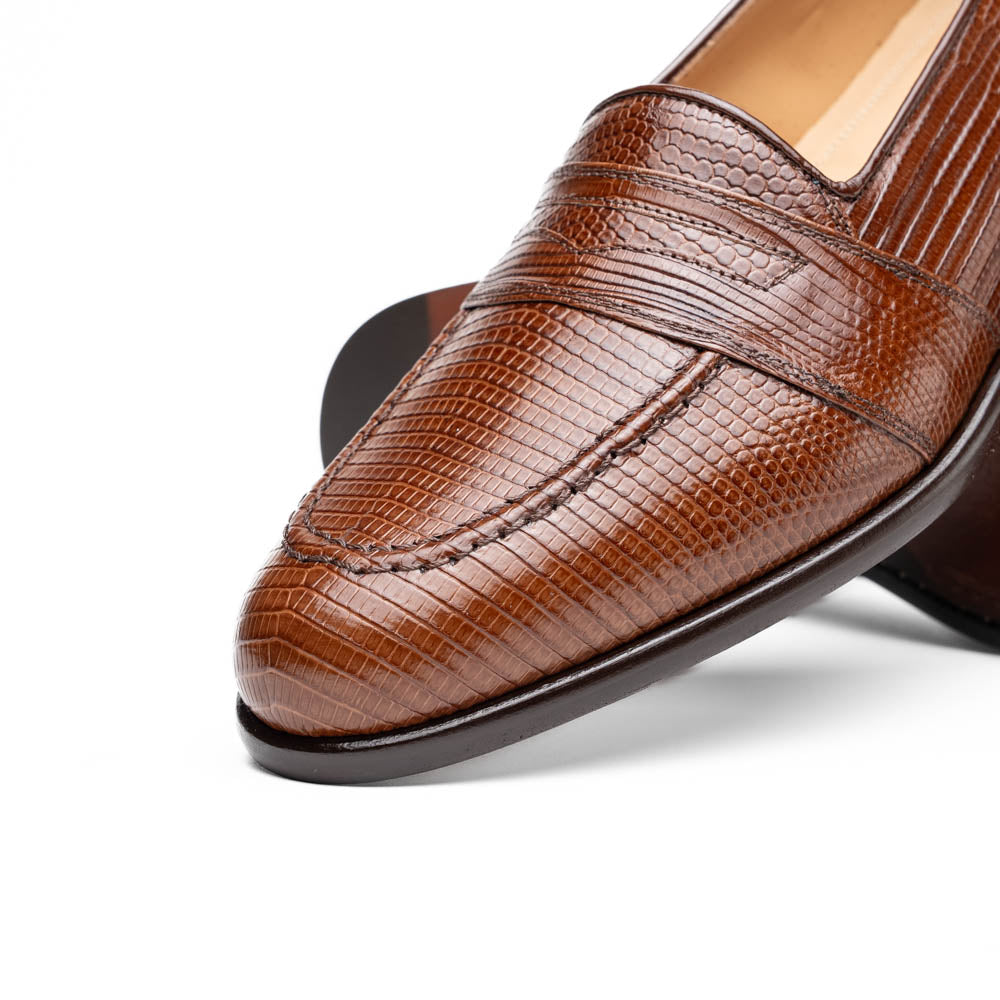 Rossi Teju Lizard Penny Loafer in Cognac by Zelli Italia