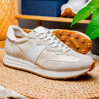Roxi Suede and Calfskin Leather Sneaker in Taupe by Zelli Italia