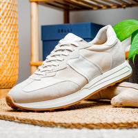 Roxi Suede and Calfskin Leather Sneaker in Taupe by Zelli Italia
