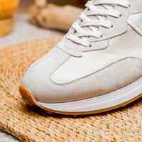 Roxi Suede and Calfskin Leather Sneaker in Taupe by Zelli Italia