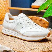 Roxi Suede and Calfskin Leather Sneaker in White by Zelli Italia