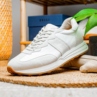 Roxi Suede and Calfskin Leather Sneaker in White by Zelli Italia