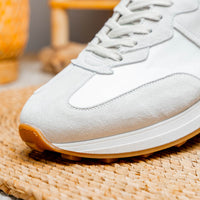 Roxi Suede and Calfskin Leather Sneaker in White by Zelli Italia