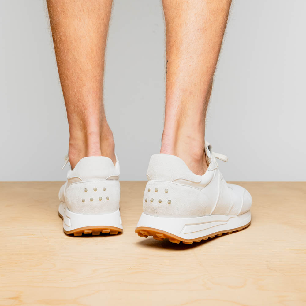 Roxi Suede and Calfskin Leather Sneaker in White by Zelli Italia