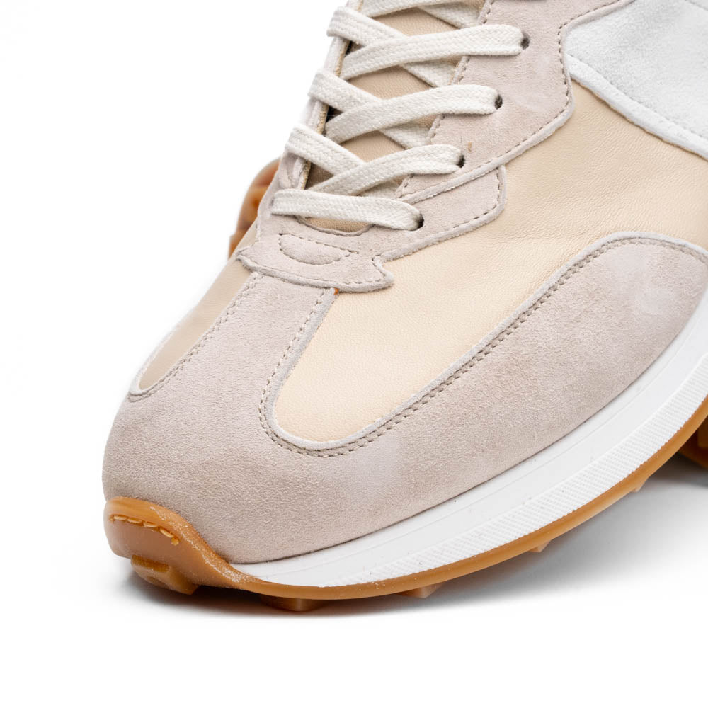 Roxi Suede and Calfskin Leather Sneaker in Taupe by Zelli Italia