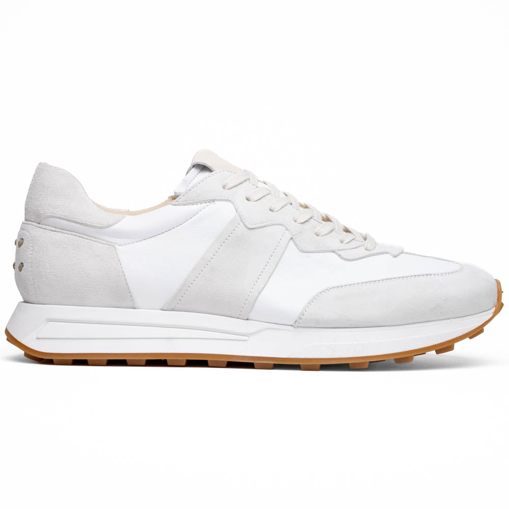 Roxi Suede and Calfskin Leather Sneaker in White by Zelli Italia