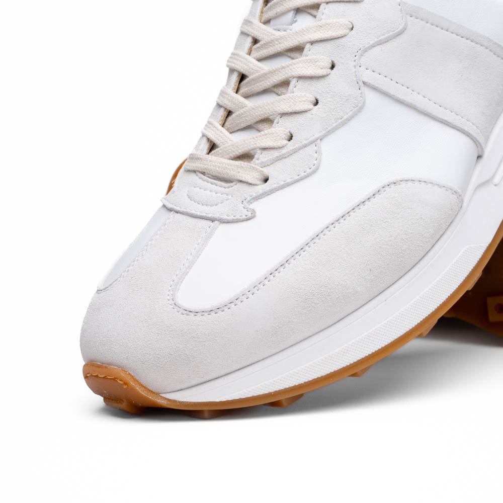 Roxi Suede and Calfskin Leather Sneaker in White by Zelli Italia