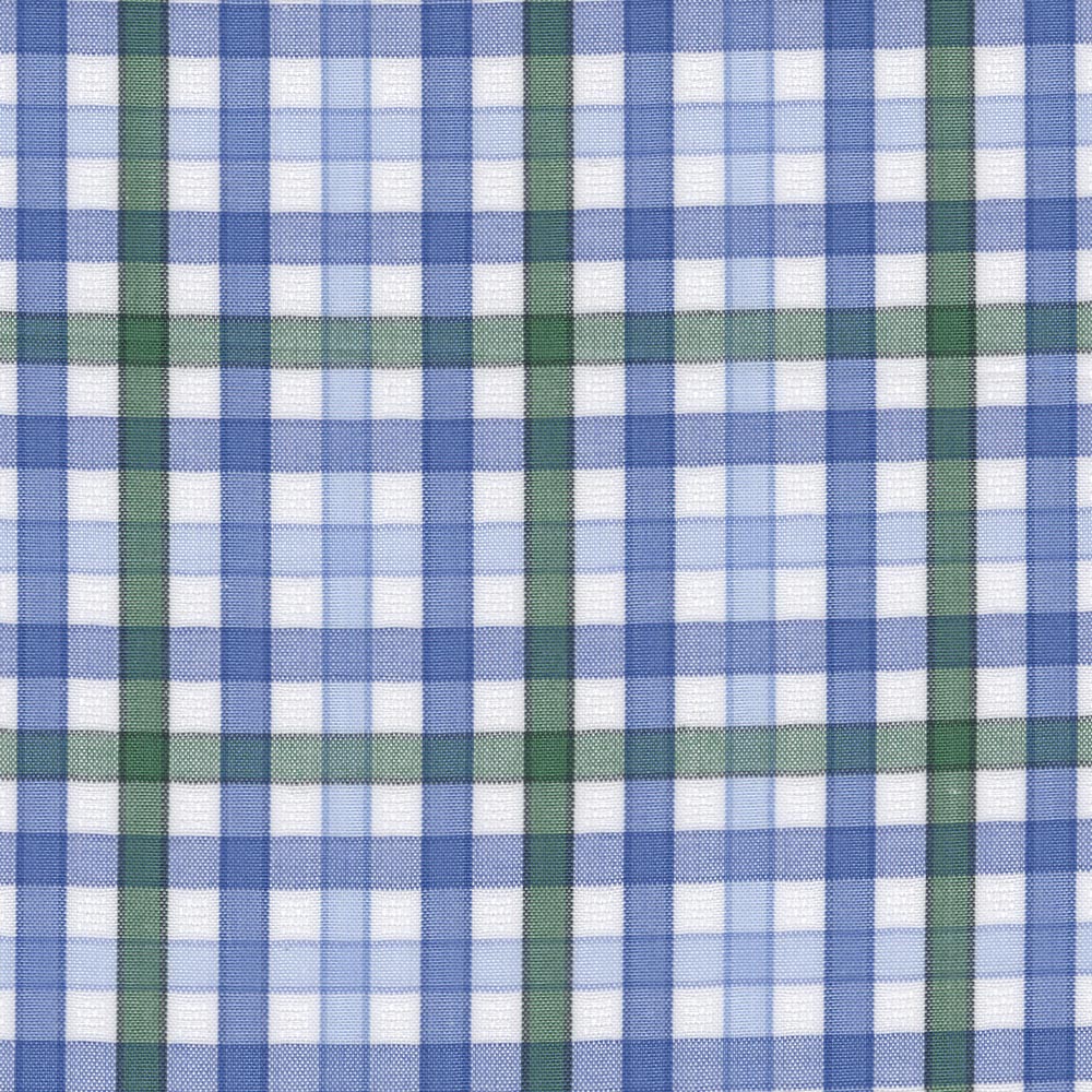 Micro Dobby Gingham Cotton Sport Shirt in Grass and Blue by Scott Barber