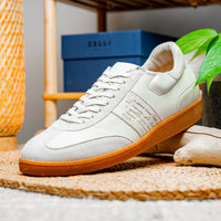Shizzo Signature Sueded Baby Calfskin Leather Sneaker in White by Zelli Italia