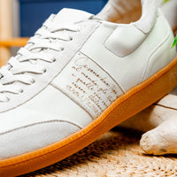 Shizzo Signature Sueded Baby Calfskin Leather Sneaker in White by Zelli Italia