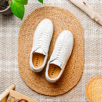 Shizzo Signature Sueded Baby Calfskin Leather Sneaker in White by Zelli Italia