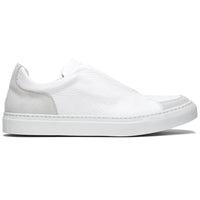 Spettacolare Italian Pebble Grain Calfskin Slip-On Sneaker in White by Zelli Italia