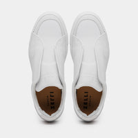 Spettacolare Italian Pebble Grain Calfskin Slip-On Sneaker in White by Zelli Italia