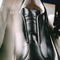 Spettacolare Italian Glove Baby Calf Slip-On Sneaker in Black by Zelli Italia