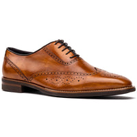 Stephano Wingtip Italian Calfskin Oxford in Camel by Zelli Italia