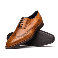 Stephano Wingtip Italian Calfskin Oxford in Camel by Zelli Italia