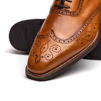 Stephano Wingtip Italian Calfskin Oxford in Camel by Zelli Italia